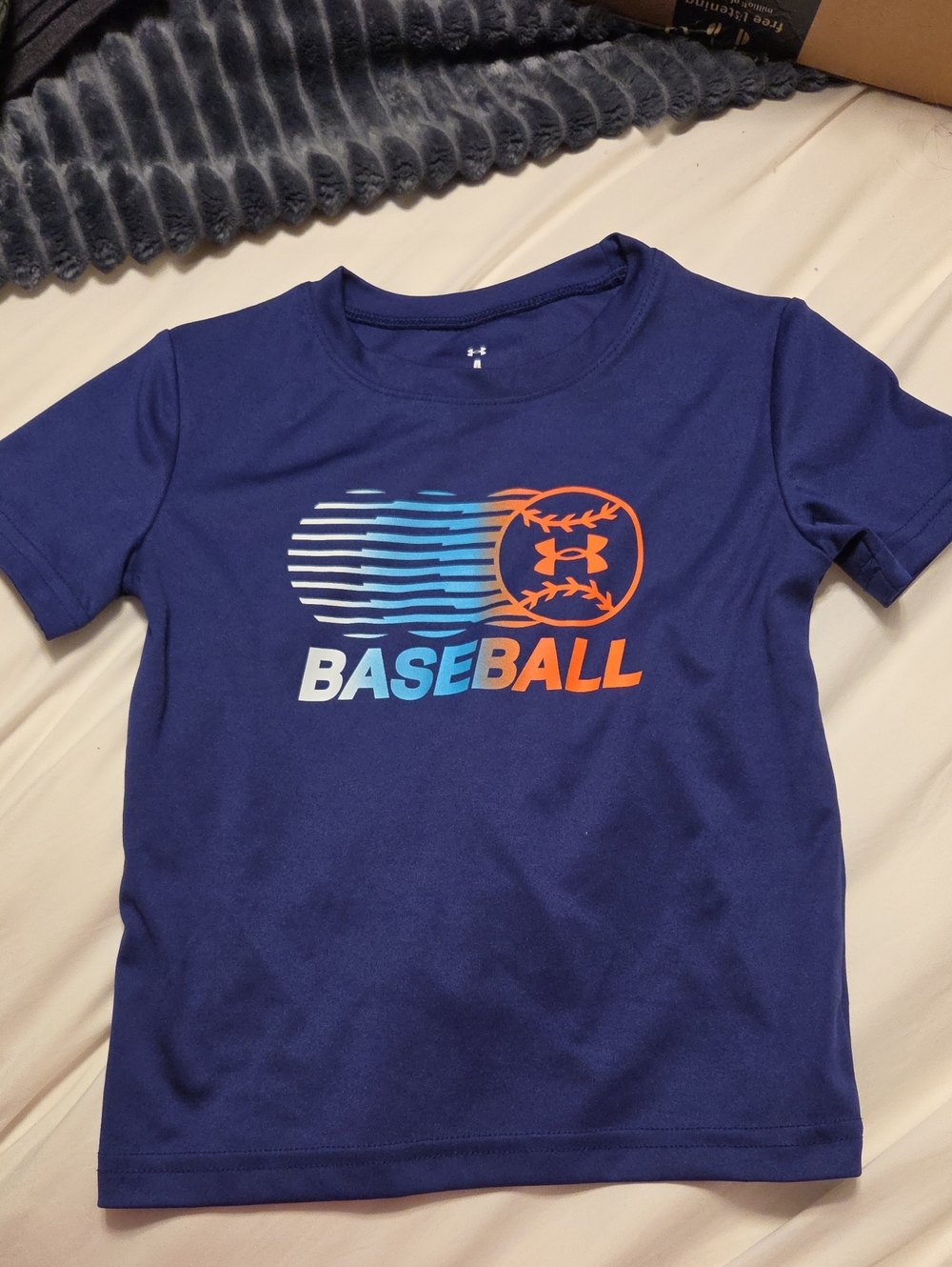 Under Armour Navy Blue Baseball Graphic Tee with Orange Accent